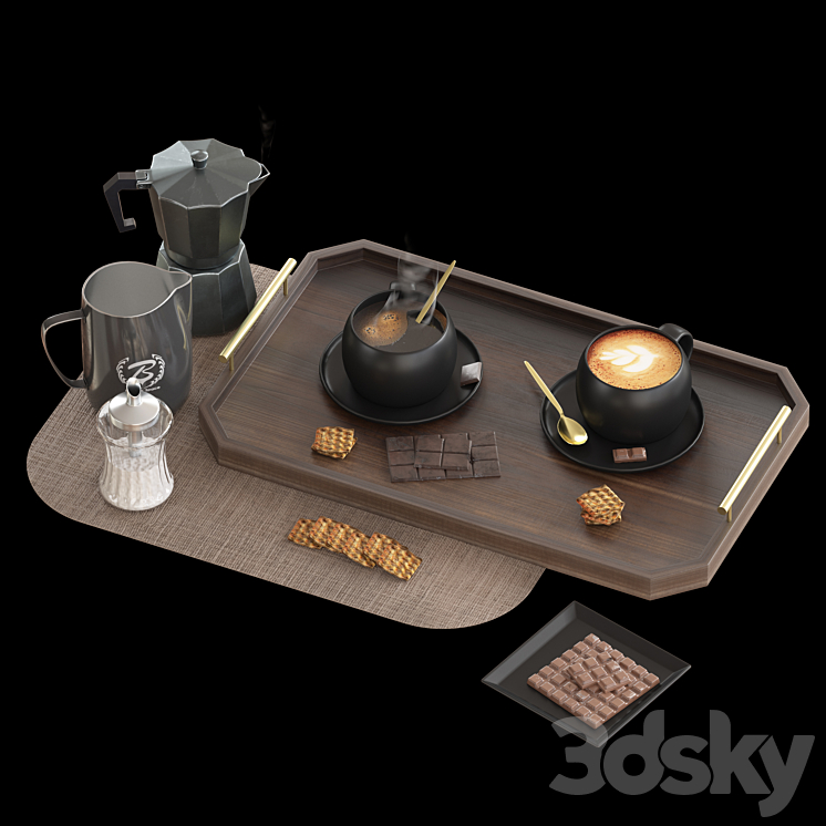 coffee set 01 3D Model Free