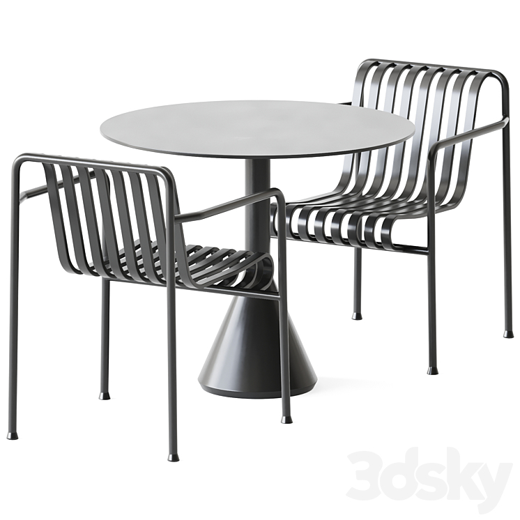 Palissade Cone Table D90 and Palissade Dining Armchair by Hay 3DS Max - thumbnail 1
