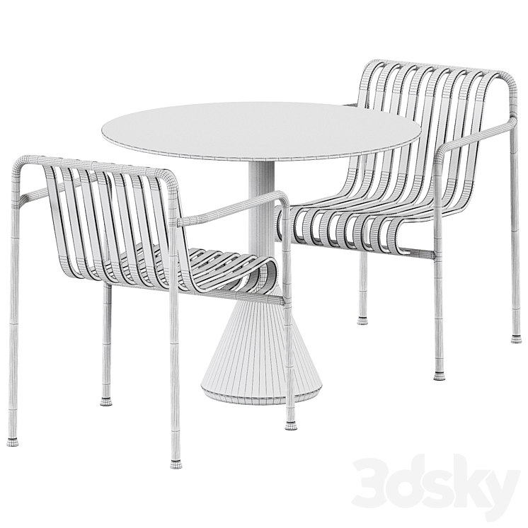 Palissade Cone Table D90 and Palissade Dining Armchair by Hay 3DS Max - thumbnail 2