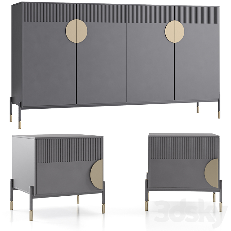 Bedside table and chest of drawers NO.1 3D Model