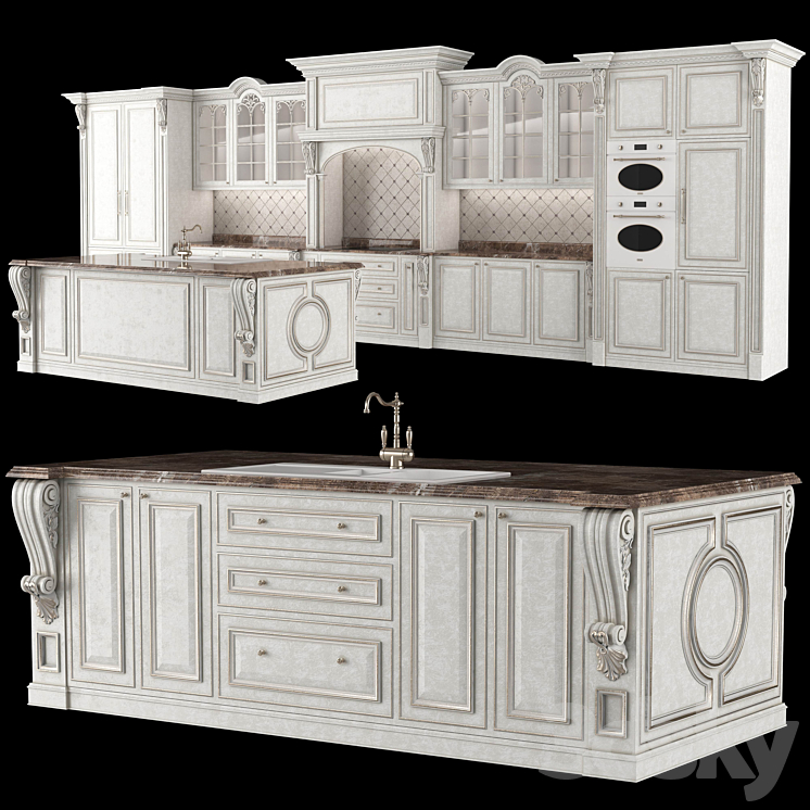 classical kitchen 2 3DS Max Model - thumbnail 1