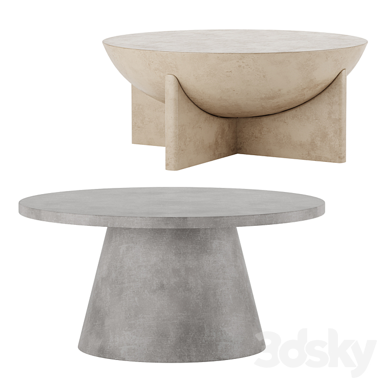 Stone Coffee Table West Elm 3DS Max Model - thumbnail 1