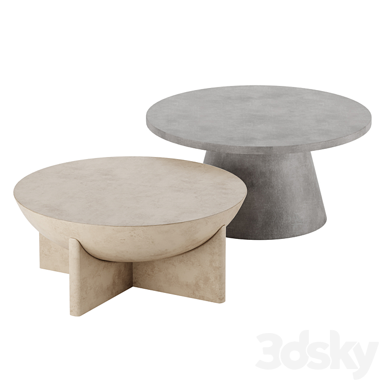 Stone Coffee Table West Elm 3DS Max Model - thumbnail 2
