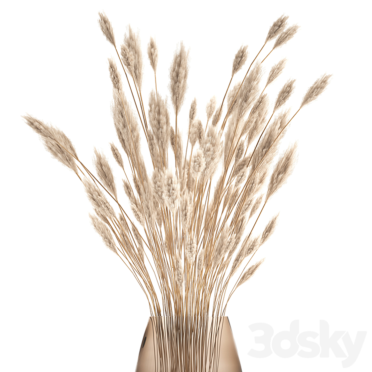 Bouquet of dried flowers in a glass vase with dry branches veynik . 149. 3DS Max Model - thumbnail 2