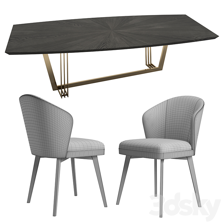 D'ARC table + NELLY by LASKASAS chairs 3DS Max - thumbnail 2