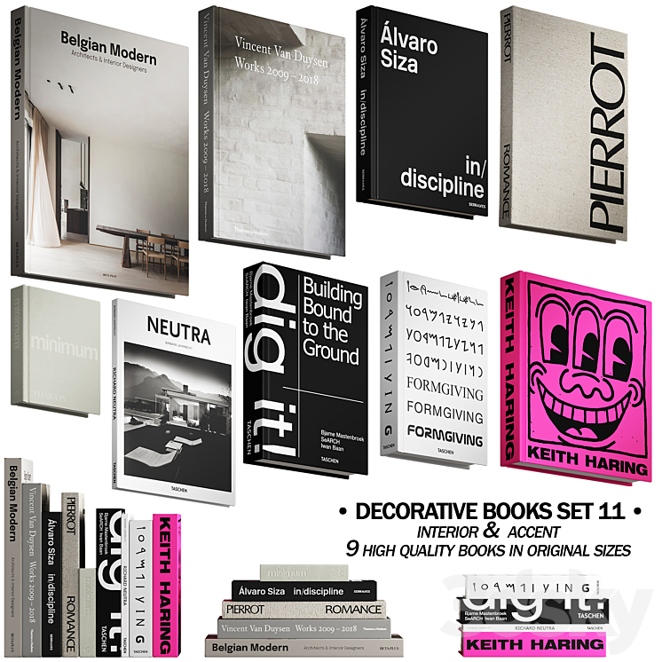 058_Decorative books set 11 neutral 03 3D Model