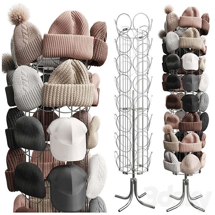 Set of hats and accessories 02 3D Model