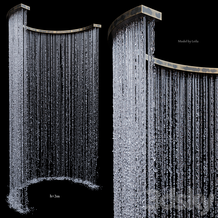 Wall rain curtain waterfall 3DS Max - thumbnail 2