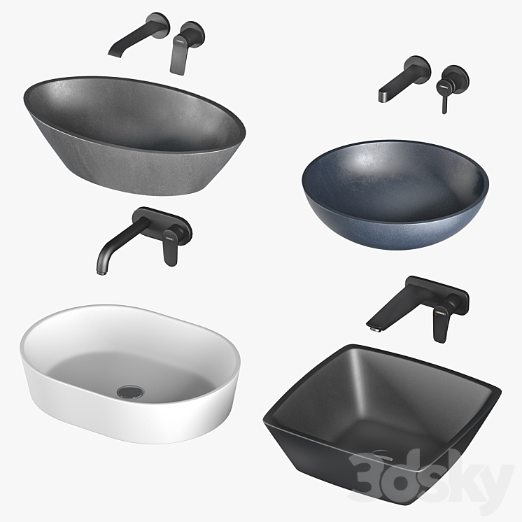 Corian sinks with Hansgrohe mixers 3D Model