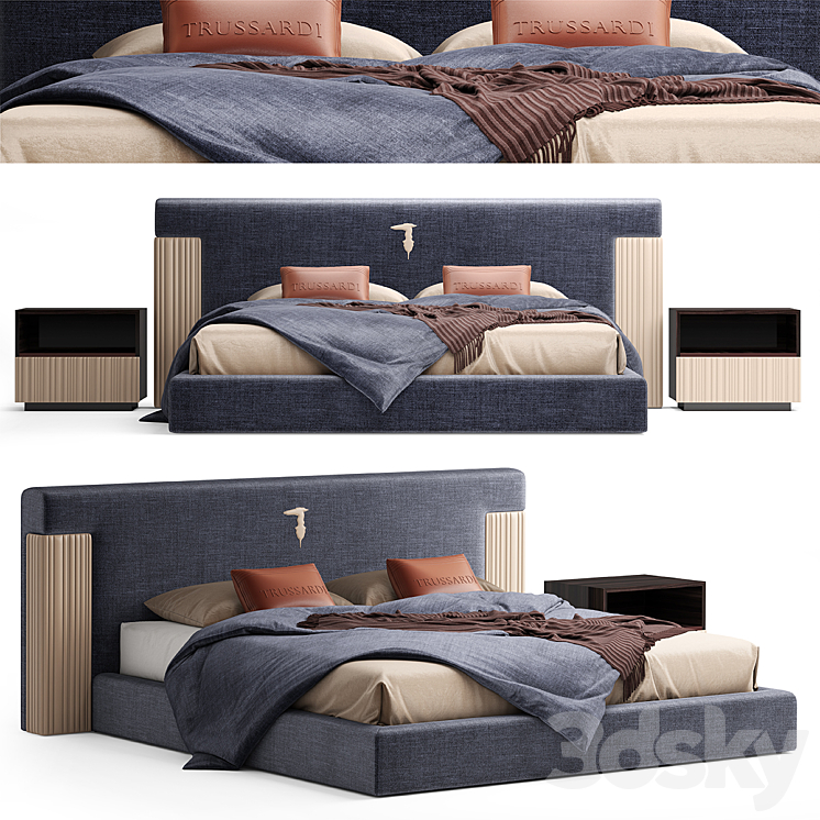 Bed trussardi DEVEN BED 3DS Max Model - thumbnail 1