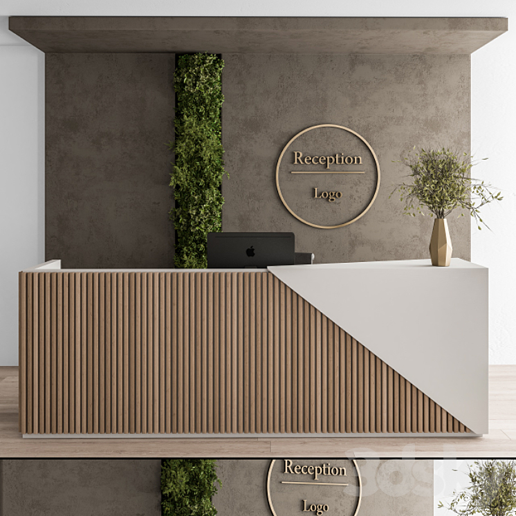 Reception Desk and Wall Decoration – Set 08 3DS Max - thumbnail 1