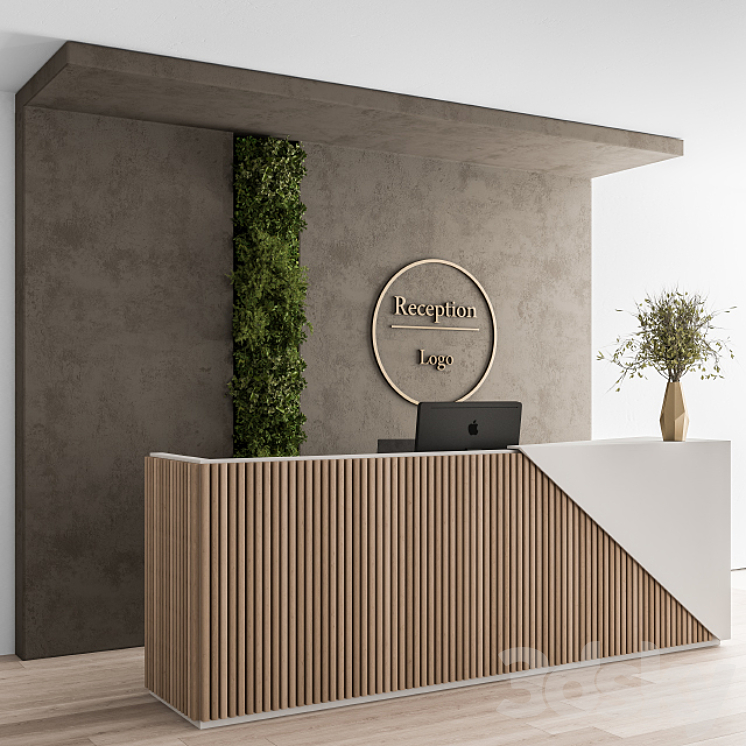 Reception Desk and Wall Decoration – Set 08 3DS Max - thumbnail 2