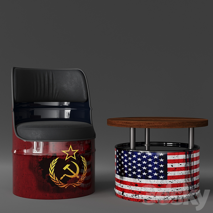 Bar stool and bar table 3D Model