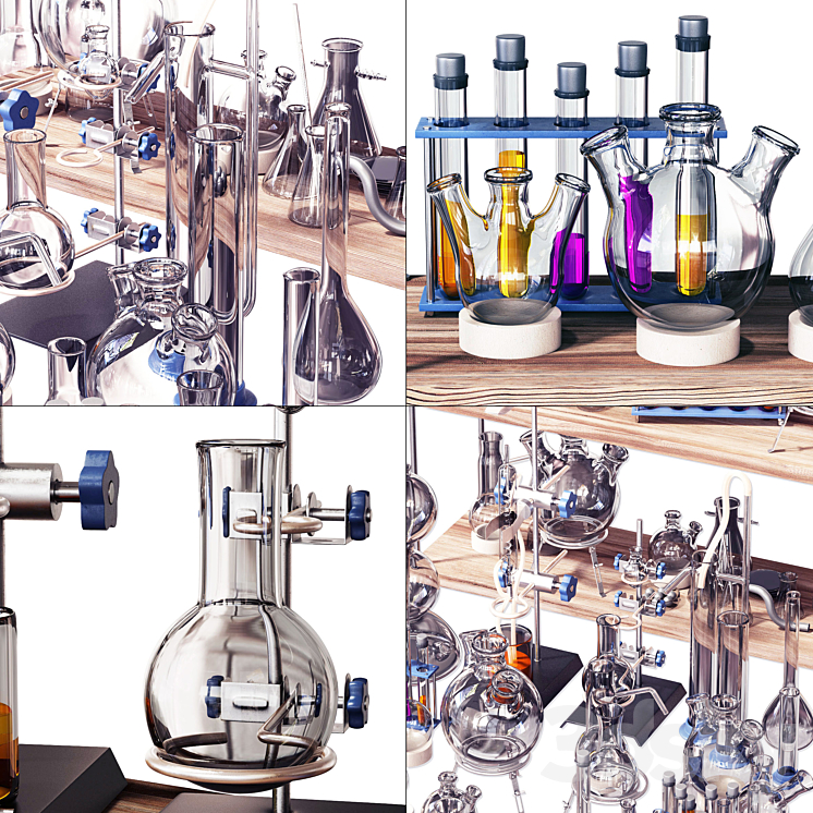 Chemistry dishes n2 \/ Chemistry laboratory glassware No. 2 3DS Max Model - thumbnail 2