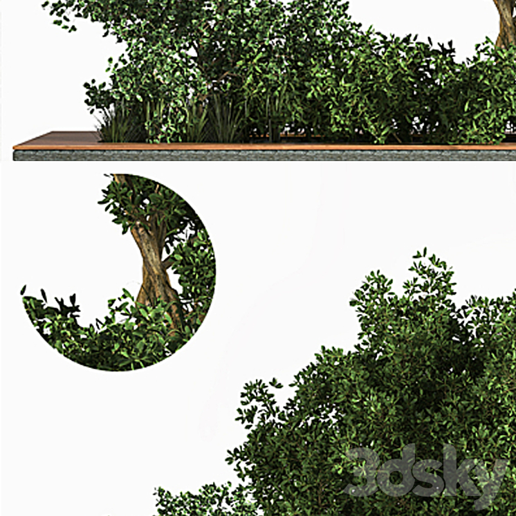 Garden_set_Grass _ & _ Tree 3D Model Free