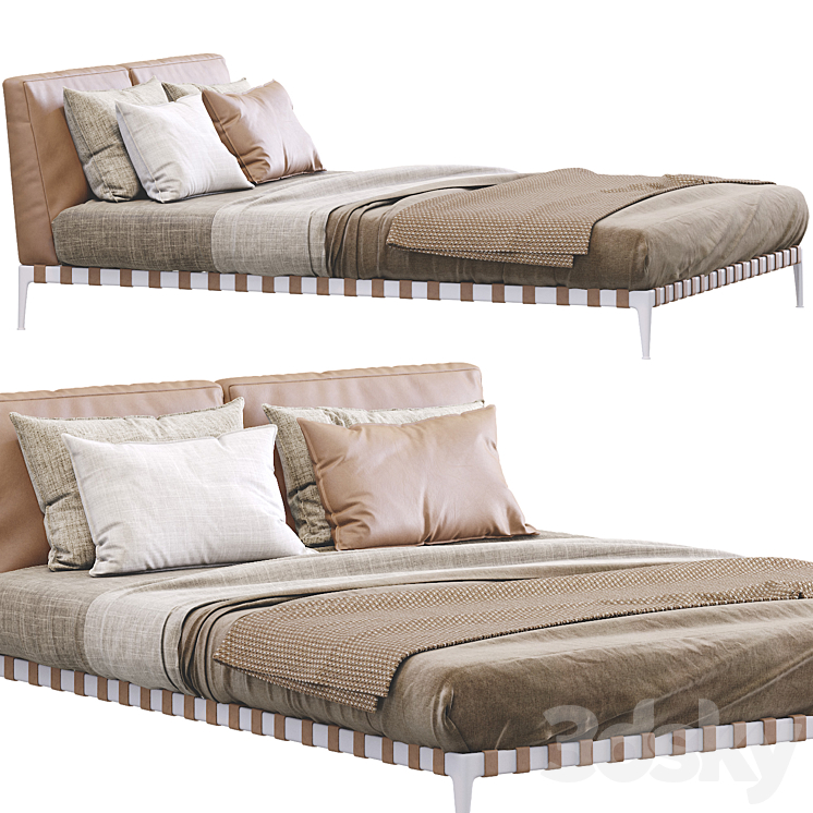 Leather Bed Gregory By Flexform 3DS Max - thumbnail 2