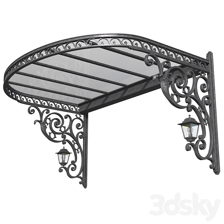 Awning over the porch. A visor over the front door. Wrought iron ?anopy 3D Model