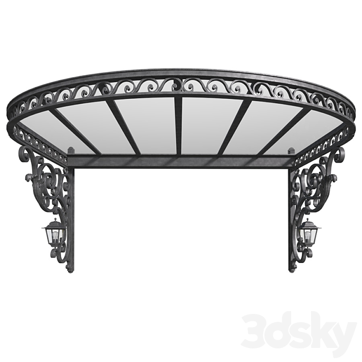 Awning over the porch. A visor over the front door. Wrought iron ?anopy 3D Model