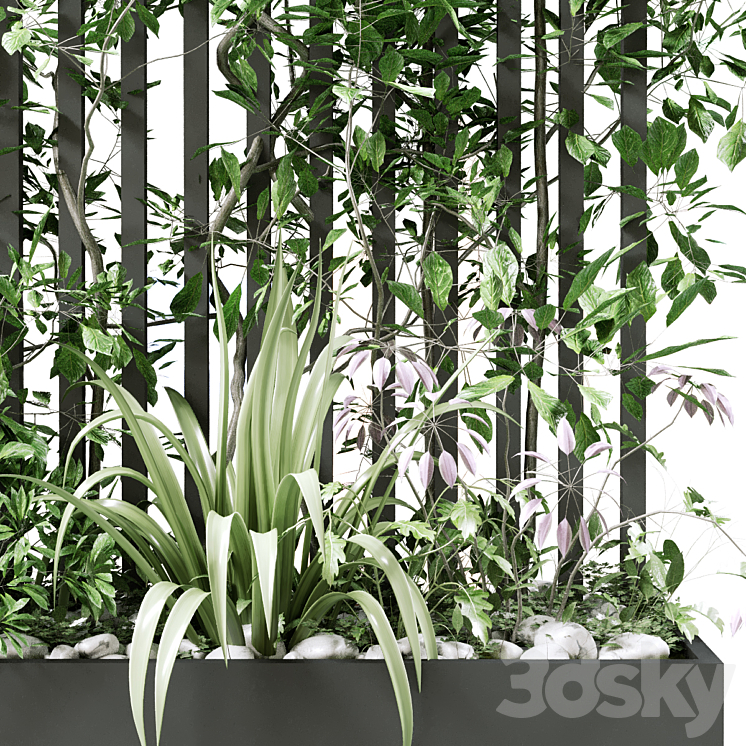 vertical plant in box set 124 3DS Max Model - thumbnail 2