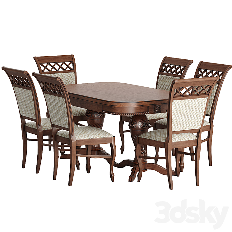 Caesar 3 dining table 3DS Max Model - thumbnail 2