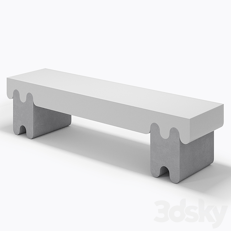 Ossicle Gray Leather Bench №2 3DS Max Model - thumbnail 2