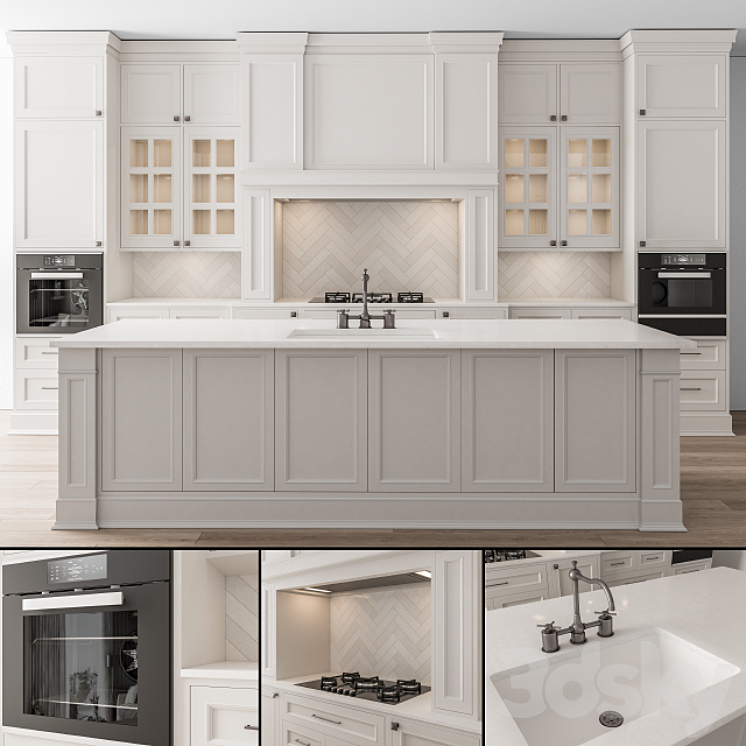 Kitchen Neo Classic White – Set 43 3DS Max Model - thumbnail 1