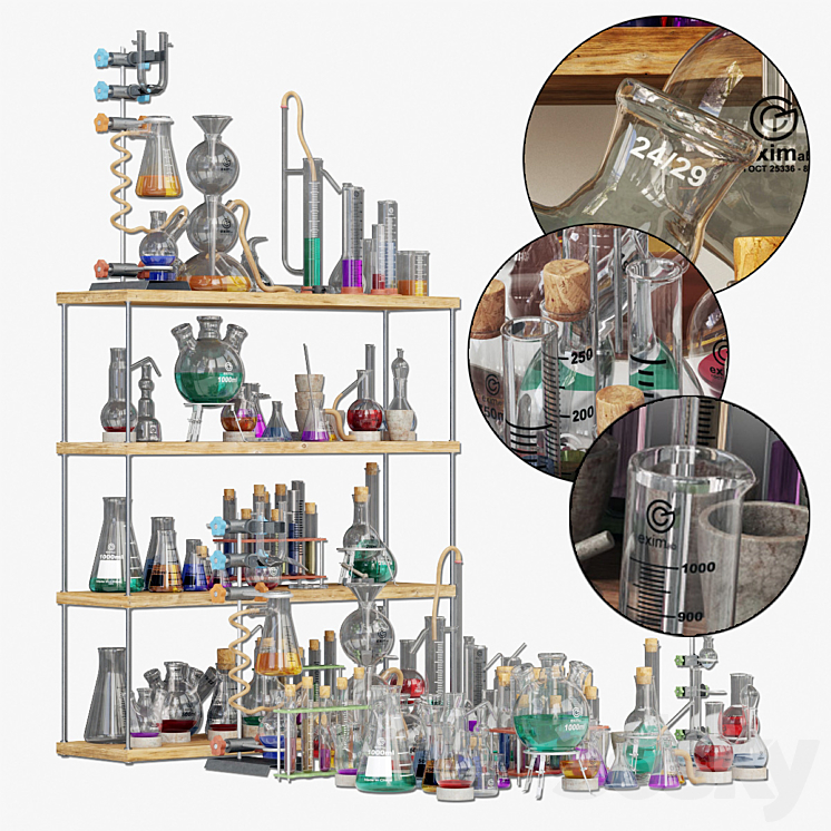 Chemistry dishes n4 \/ Laboratory chemical glassware №4 3DS Max Model - thumbnail 1