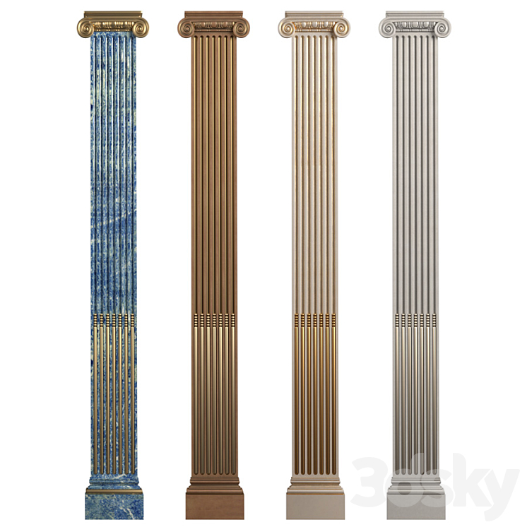 Pilaster with flute Ionic. 3D Model