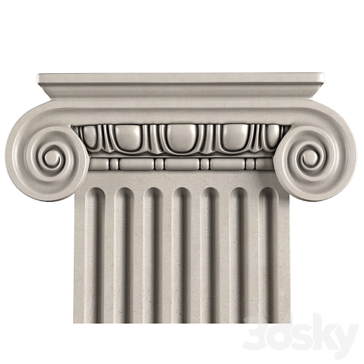 Pilaster with flute Ionic. 3DS Max Model - thumbnail 2