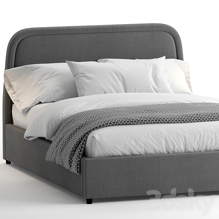 West Elm-Camilla queen Bed 3DS Max - thumbnail 2