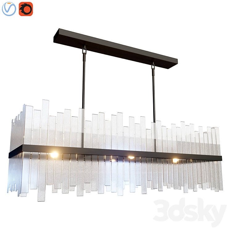 Sander Staggered Glass Rectangular Chandelier Pendant light 3D model