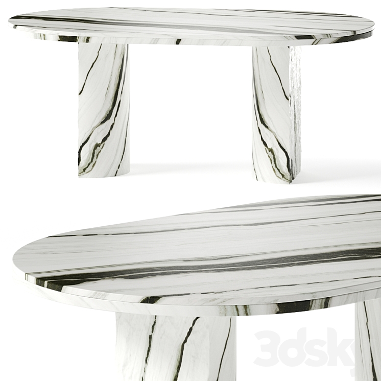 CB2 Julius Oval Marble Dining Table 3DS Max Model - thumbnail 1