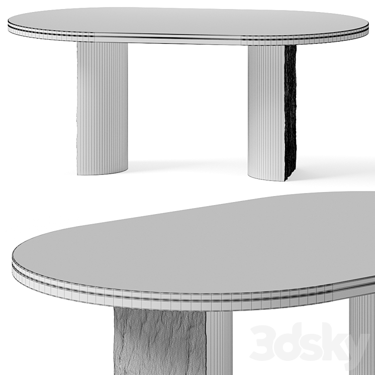 CB2 Julius Oval Marble Dining Table 3DS Max Model - thumbnail 2