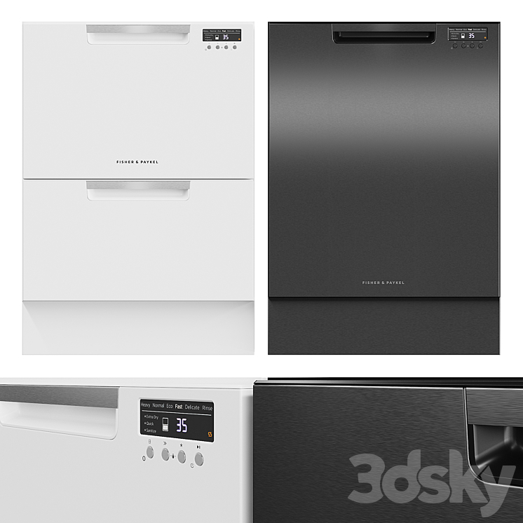 Dishwasher Fisher & Paykel DD60DAW9 DW60FC2W1 DW60UC6B 3D Model 3DSKY