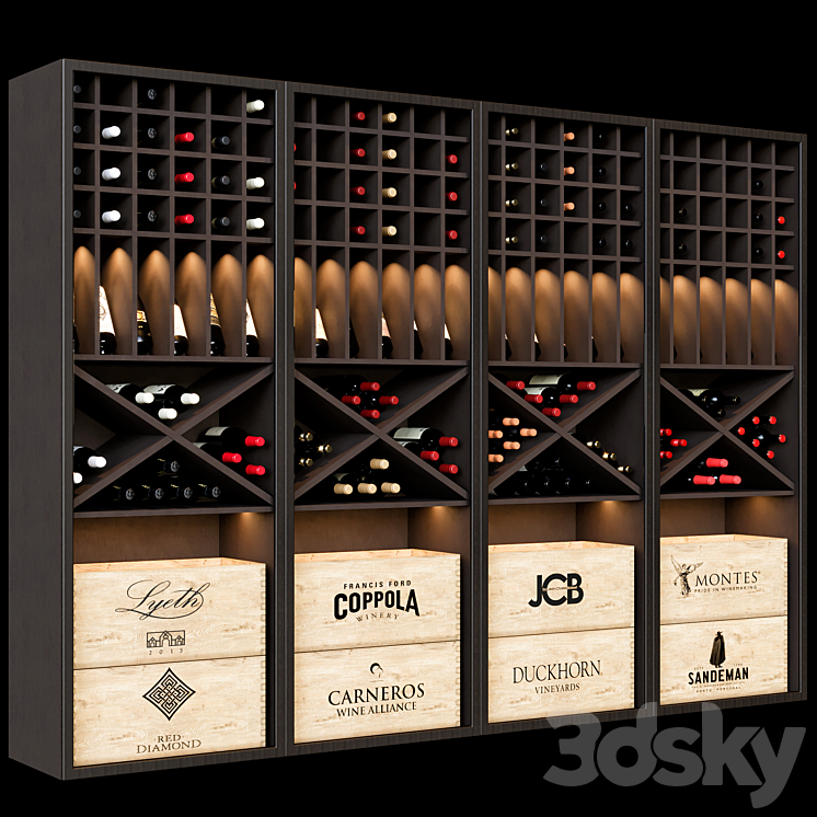 wine shelf 04 3D Model Free