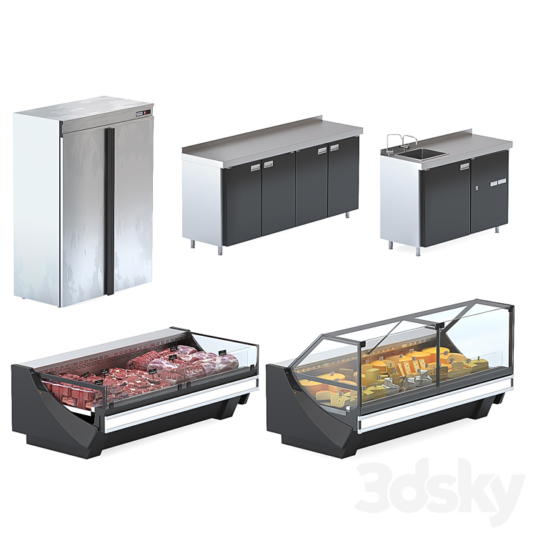 Grocery Store Display Set 3D Model