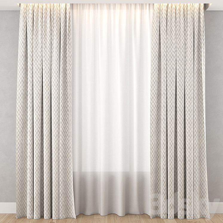 Curtains pattern 3 3DS Max Model - thumbnail 1