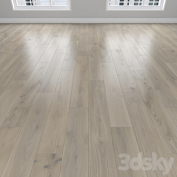 Parquet Oak 3 types: herringbone linear chevron. 3D Model