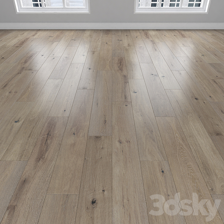 Parquet Oak 3 types: herringbone linear chevron. 3D Model