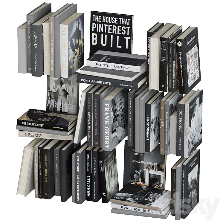 Book decor set 2 3D Model Free