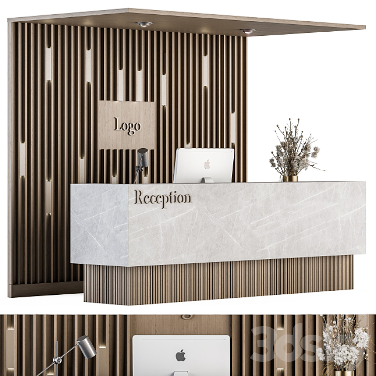 Reception Desk and Wall Decoration – Set 10 3DS Max Model - thumbnail 2