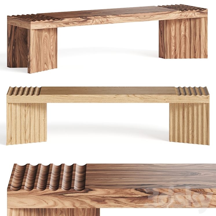 Okha Frequency Wooden Bench 3DS Max Model - thumbnail 1