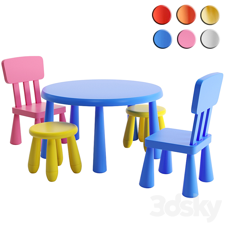 IKEA MAMMUT table chair stool 3DS Max Model - thumbnail 2