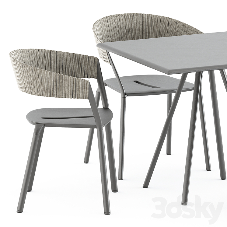 Zebra Square table and Ria Dining armchair by Fast 3D Model Free