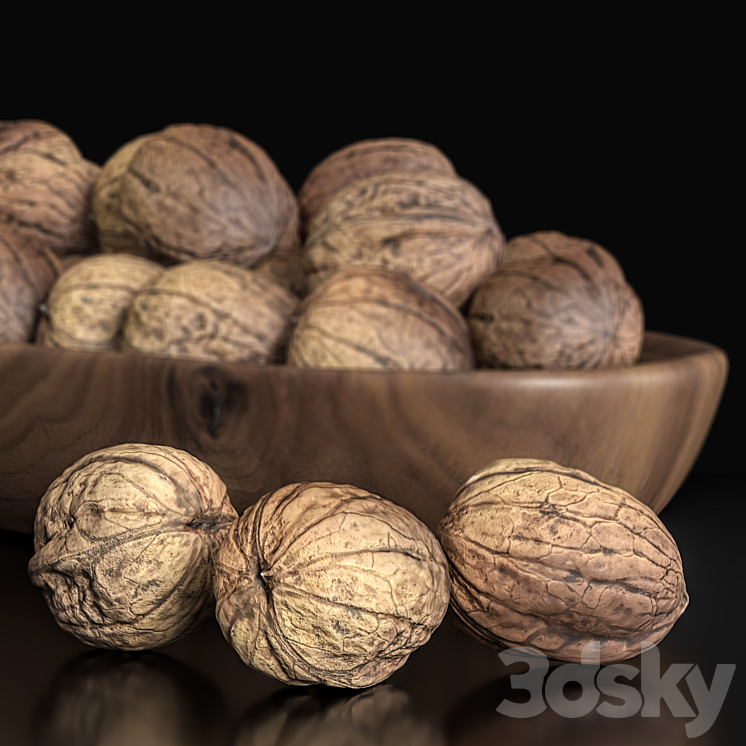 Walnut_set 3D Model Free