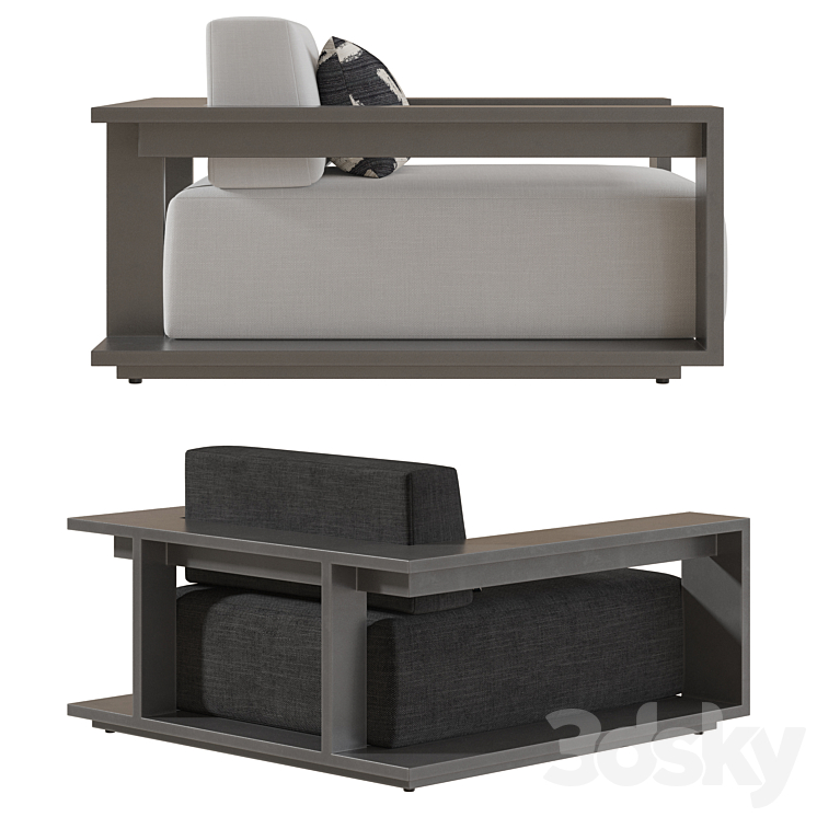 Rh Bahia Lounge Chair Aluminum Arm chair 3D model