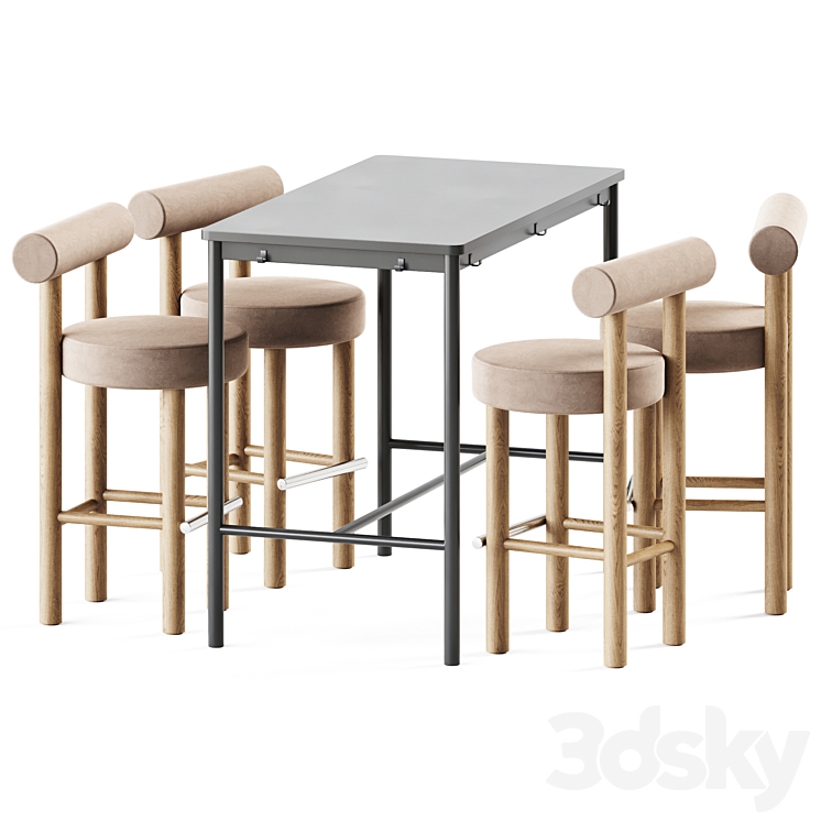 Tommaryd table by Ikea and Counter Bar Gropius CS2 by Noom 3DS Max Model - thumbnail 1
