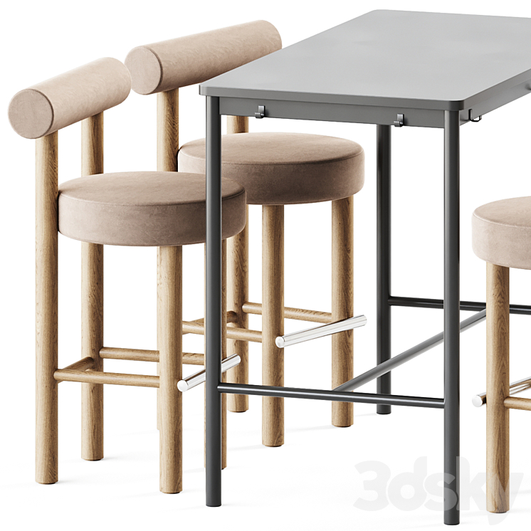 Tommaryd table by Ikea and Counter Bar Gropius CS2 by Noom 3DS Max Model - thumbnail 2