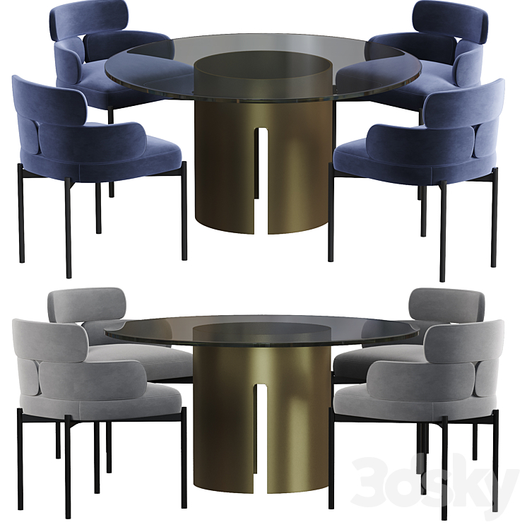 Meridiani Sylvie dining table 3DS Max Model - thumbnail 1