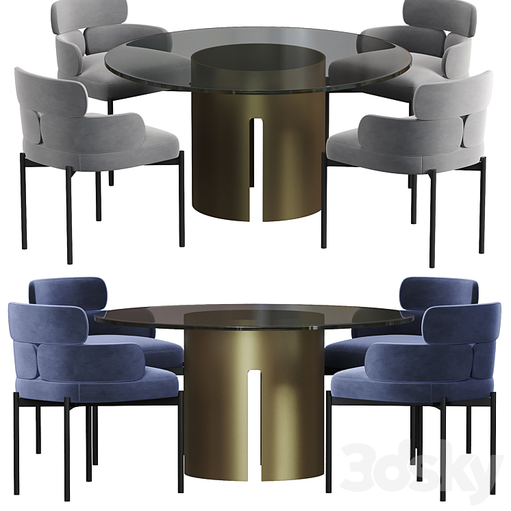 Meridiani Sylvie dining table 3DS Max Model - thumbnail 2